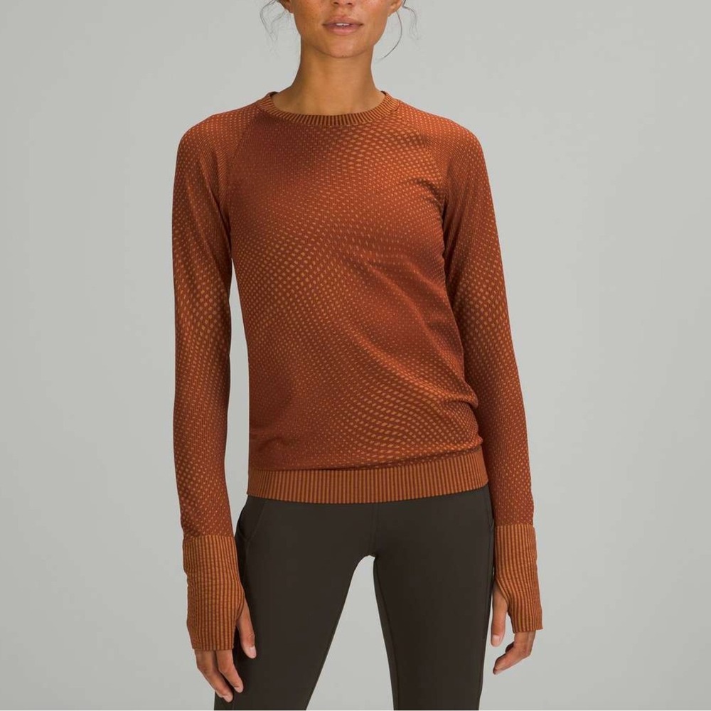 Lululemon Rest Less Pullover Grid Warp Date Brown Desert Sun Size 6 LW3EQ8S
